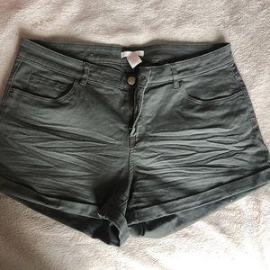 Green jean shorts